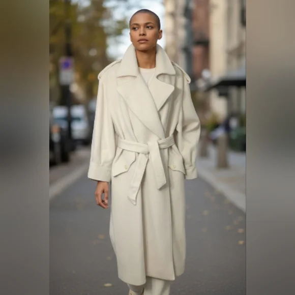 Harve Benard Cream Belted Coat - Picture 2 of 14